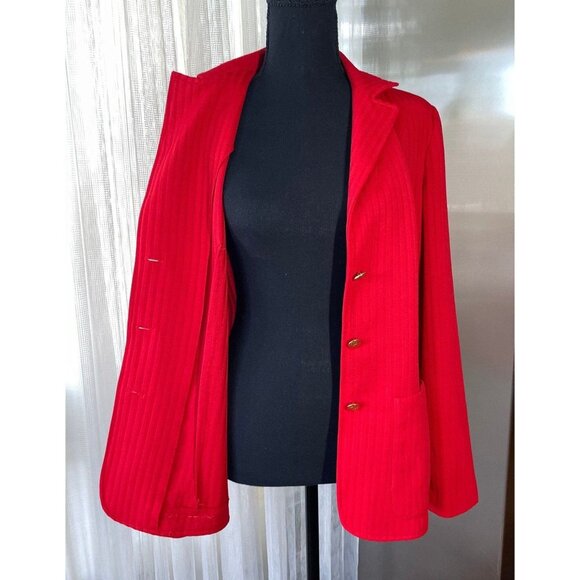 Vintage 80s blazer, cherry red, woman unlined jacket, Hobnobber Canada, 4/6 (S) - Picture 8 of 10